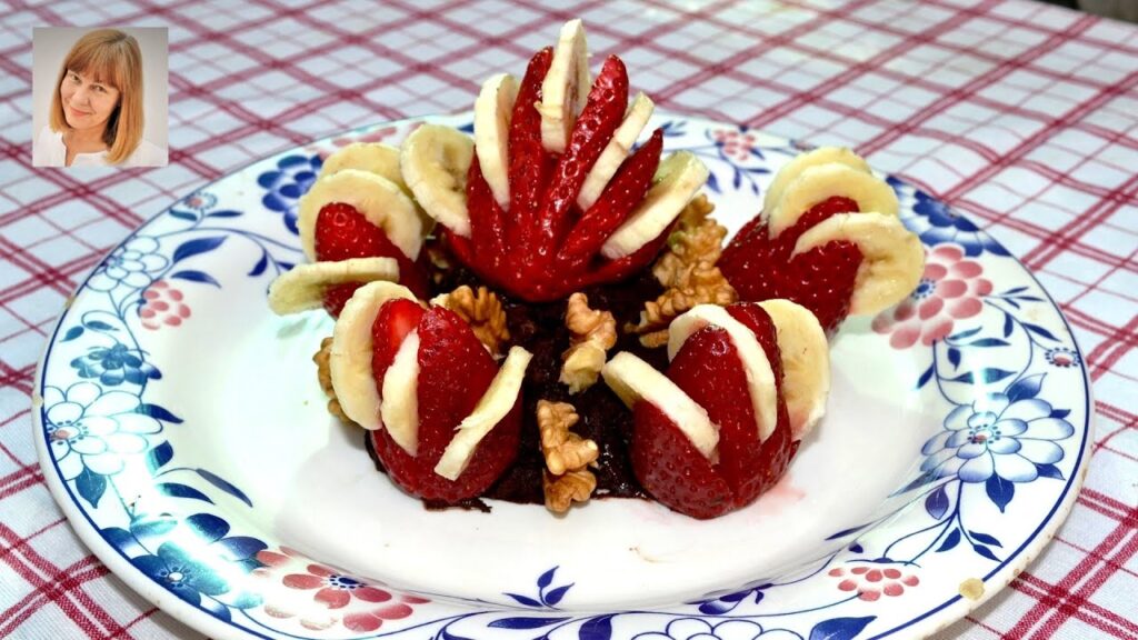 Dessert with Chocolate cream, strawberries and banana